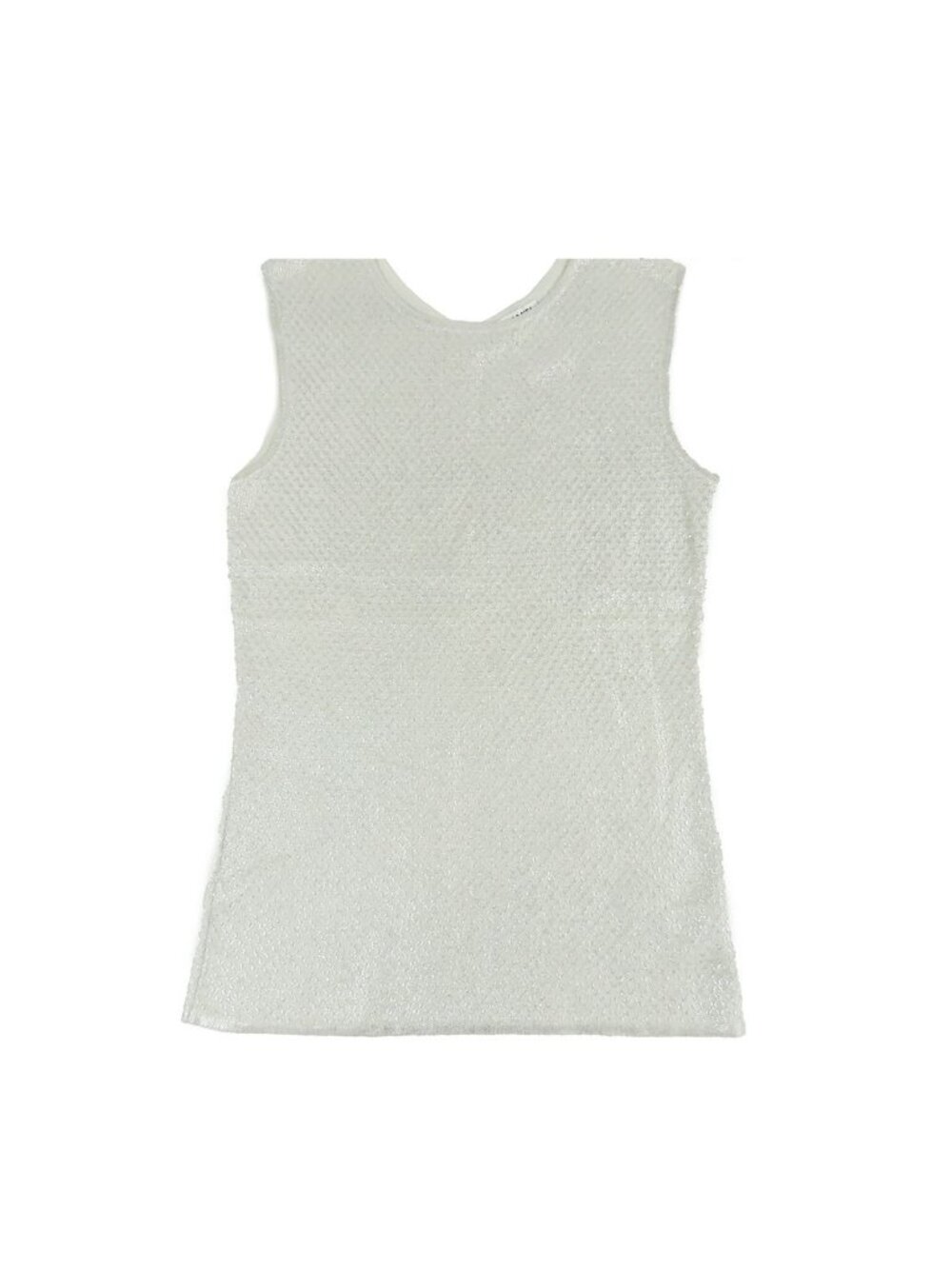 Chanel Sleeveless Knit Silver White Cotton Linen Tank Top 09P Top Sweater 36